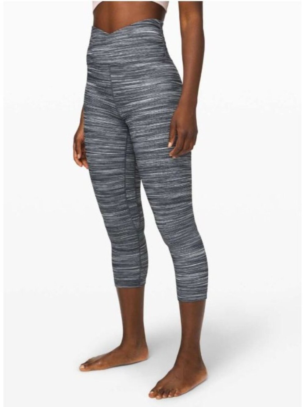 Lululemon Align Crop Cross Waist Womens Sz 4 Gray /White (SKU 26-0159)